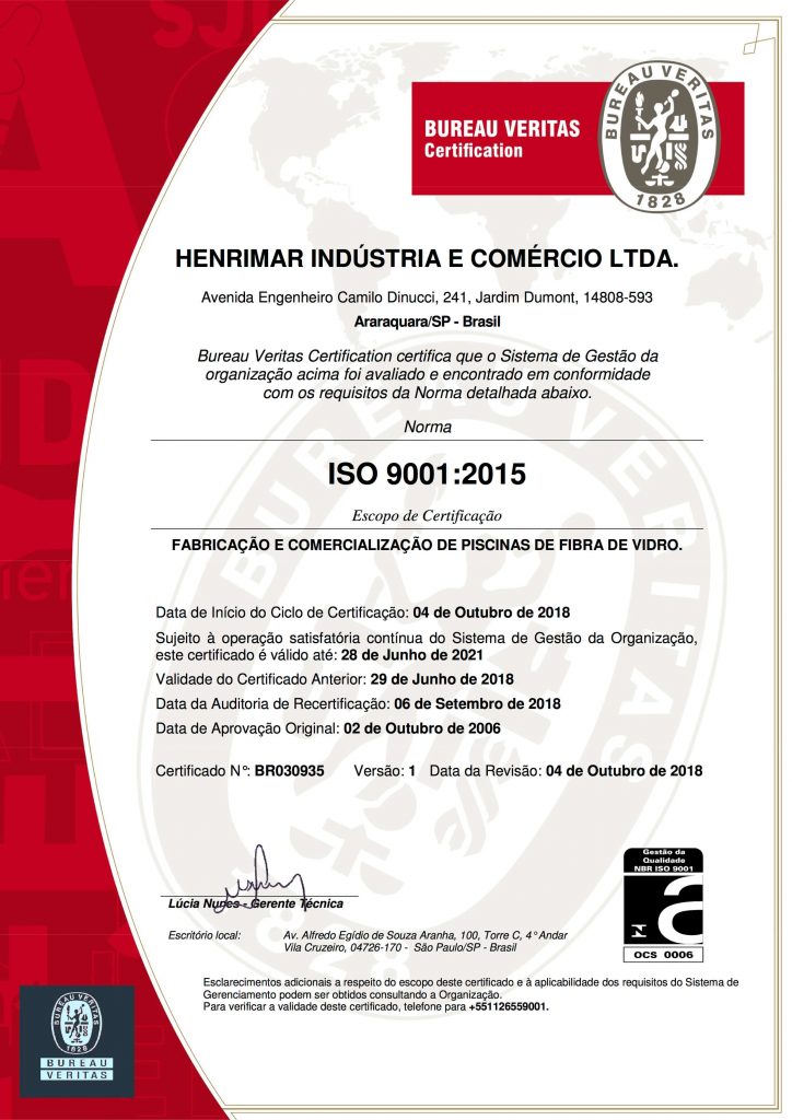 Certificação Iso 9001 Henrimar 4341